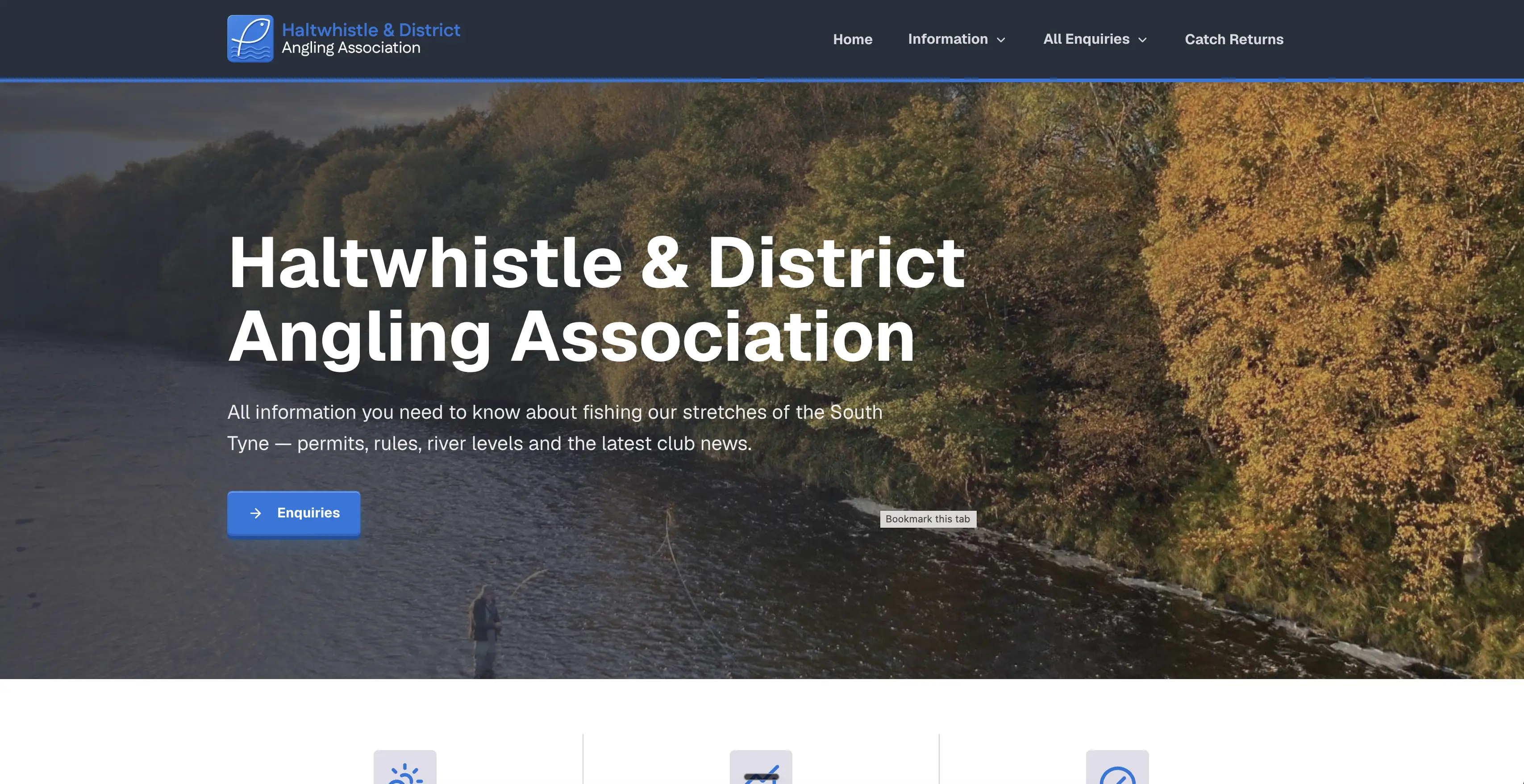 Haltwhistle and District Angling Association homepage showing River Tyne information
